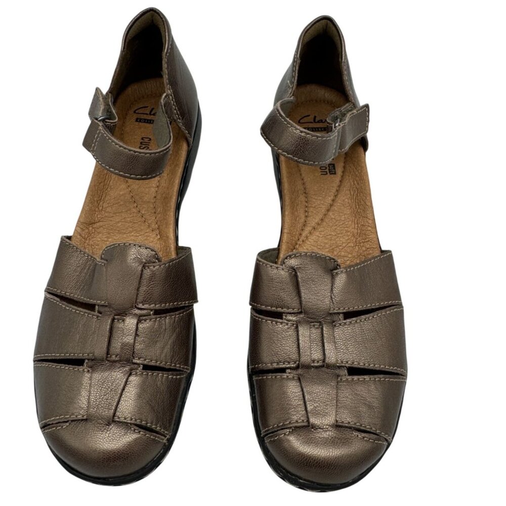 Clarks Womens  Leisa Wave Closed Toe Sandals Size 7.5N Metallic Brown Slingback